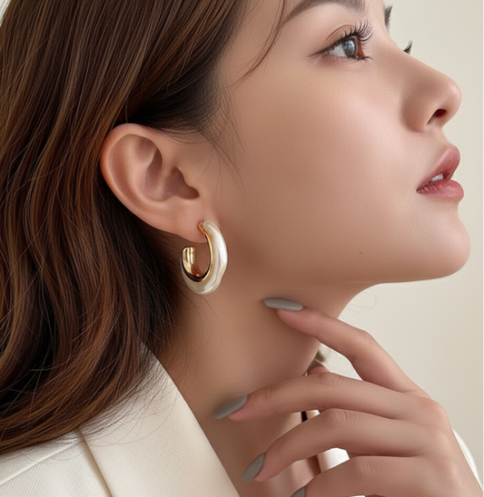 Arete Dorado en Ondas con Perla