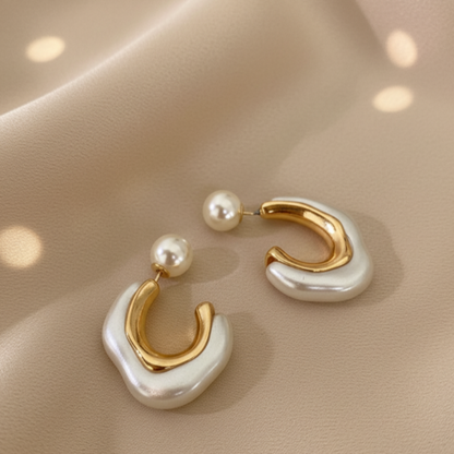 Arete Dorado en Ondas con Perla