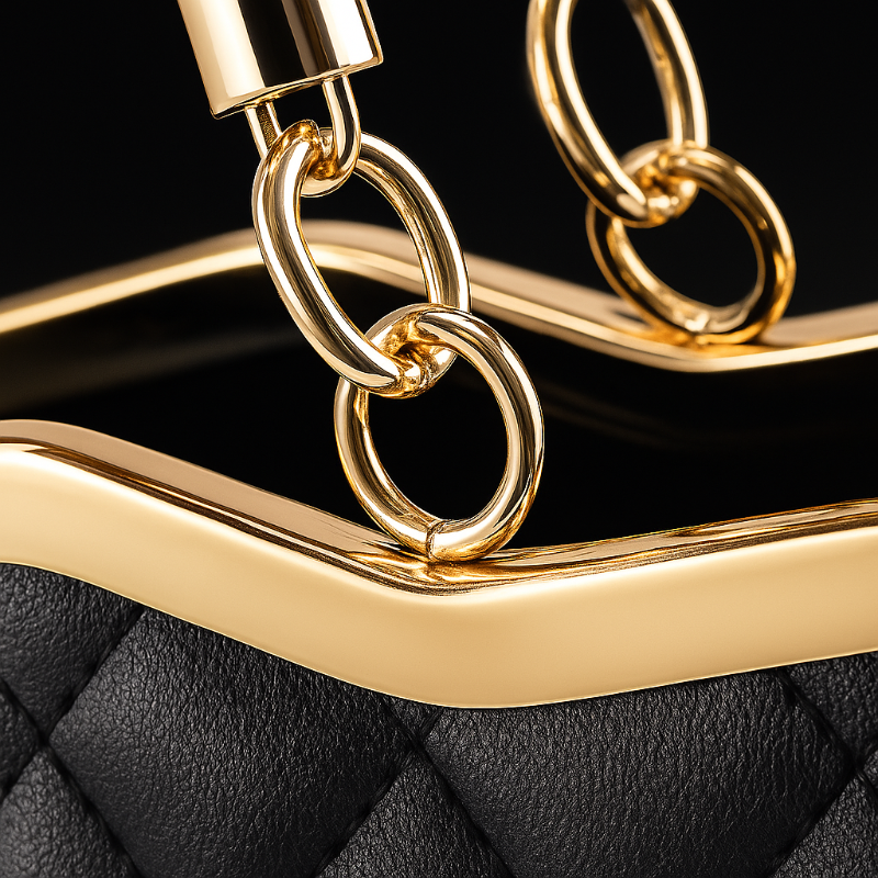 Bolsa de Mano Melvie con Lazo y Detalle Dorado