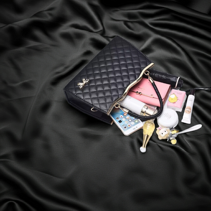 Bolsa de Mano Melvie con Lazo y Detalle Dorado