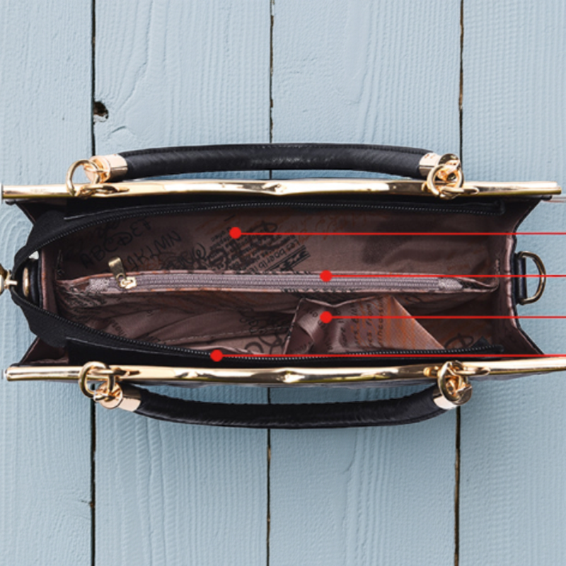 Bolsa de Mano Melvie con Lazo y Detalle Dorado