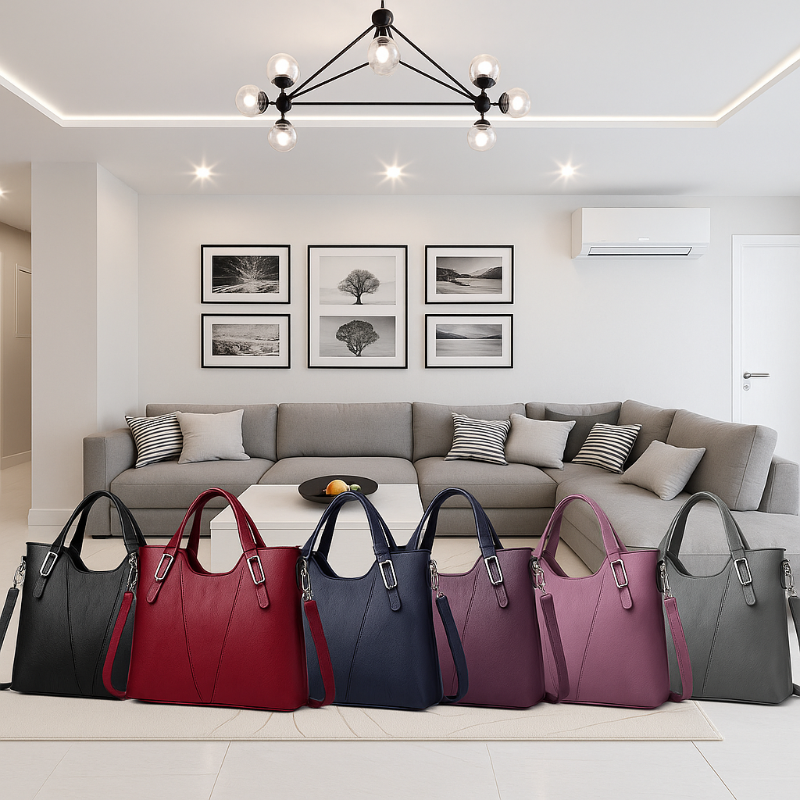 Bolsa de Mano en Cuero con Asa Ajustable