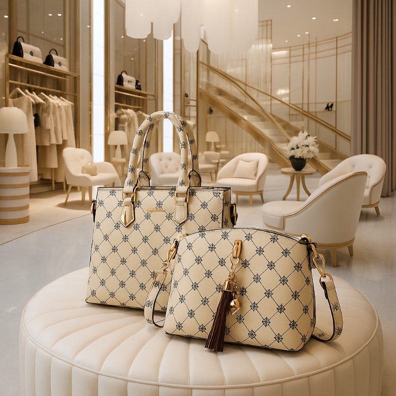 Set de bolsas femeninas de estilo clásico, confeccionadas en cuero sintético de alta calidad, perfectas para complementar cualquier look