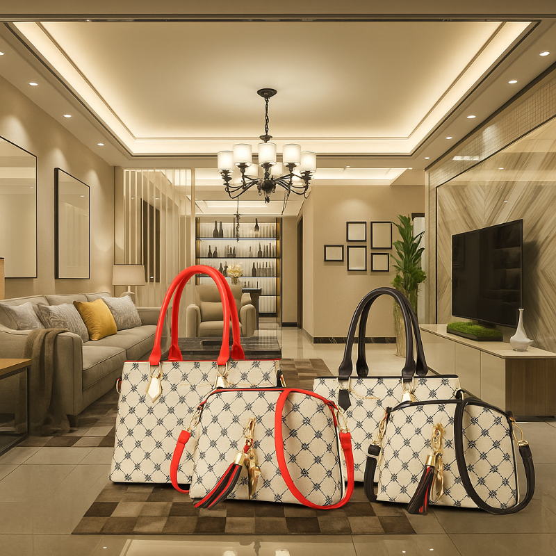 Set de bolsas femeninas de estilo clásico, confeccionadas en cuero sintético de alta calidad, perfectas para complementar cualquier look