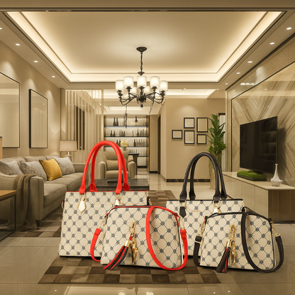 Set de bolsas femeninas de estilo clásico, confeccionadas en cuero sintético de alta calidad, perfectas para complementar cualquier look